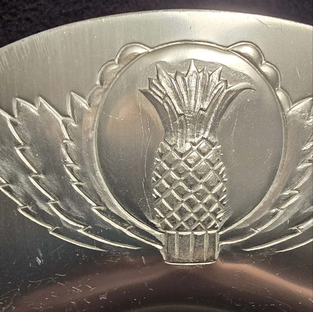 Elegant Silver Decorative Tray With Pineapplea
